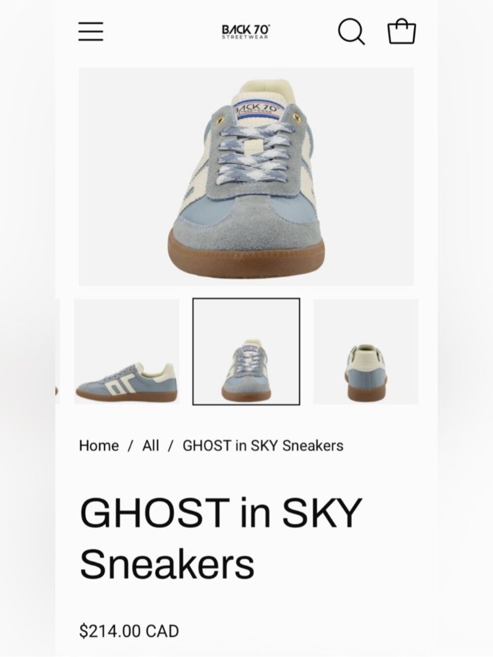 NWT US 5 -5.5 / EU 36 - BACK 70 GHOST in SKY Sneakers - Picture 4 of 15